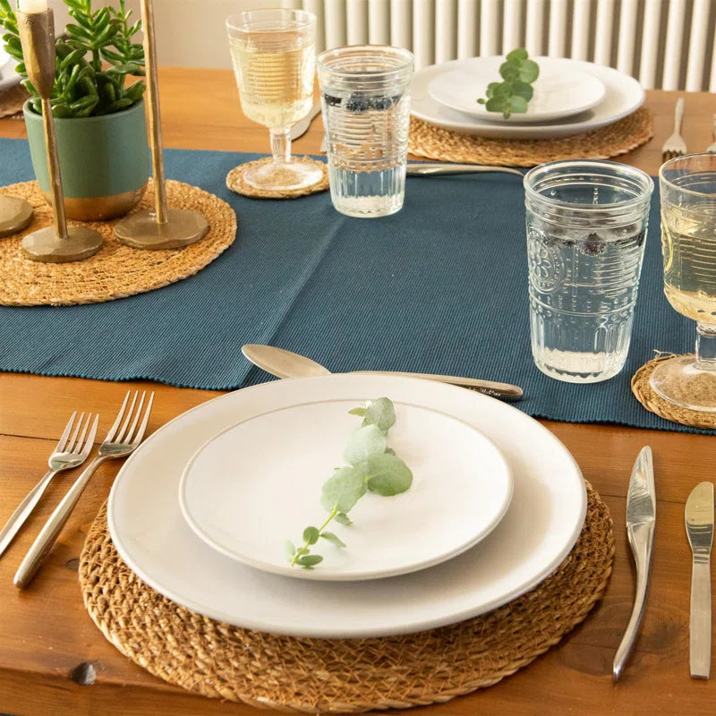Elegant Round Woven Typha Placemats & Coasters Set - 12 Piece Dining Essential