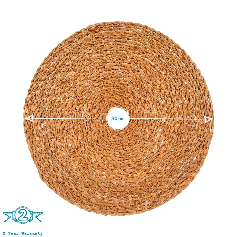 Elegant Round Woven Typha Placemats & Coasters Set - 12 Piece Dining Essential