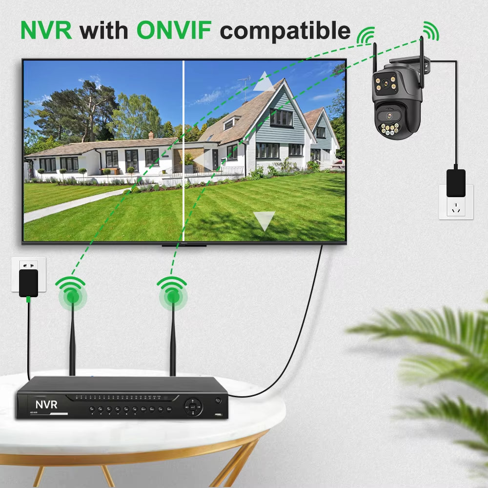 4K Dual Lens Outdoor PTZ Wifi Security Camera - 8MP HD Auto Tracking CCTV Surveillance with Icsee P2P